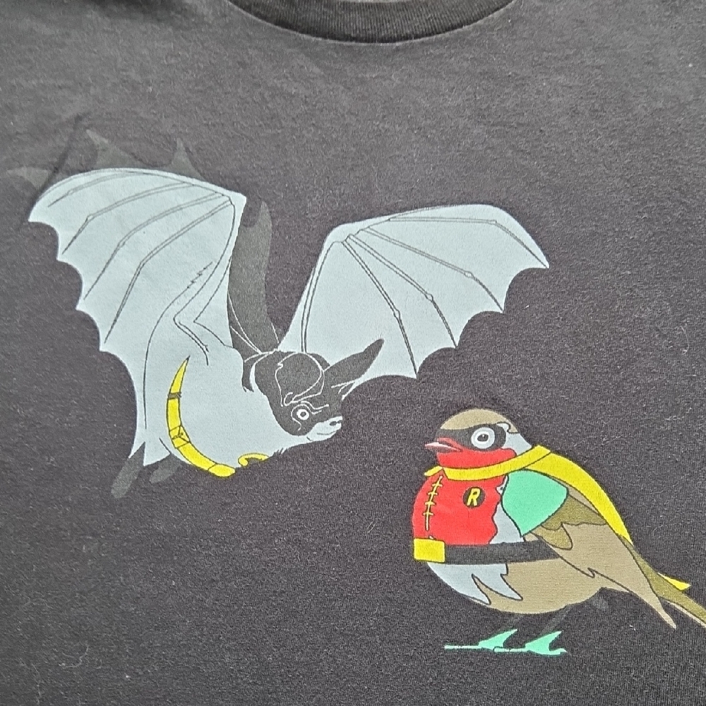 Black Batman And Robin T-shirt Funny Depiction Of Batman And Robin Size Large